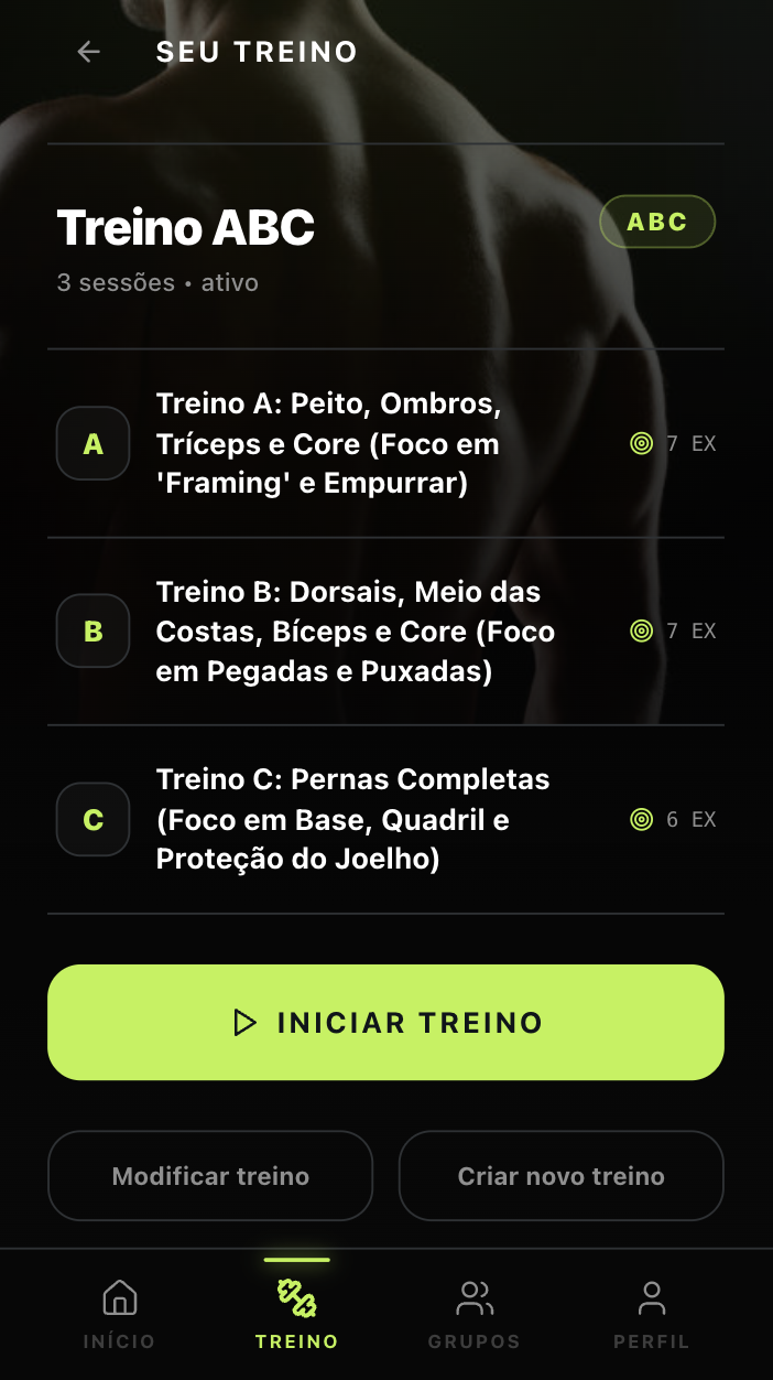 FitOwn — Plano de treino ABC gerado por IA